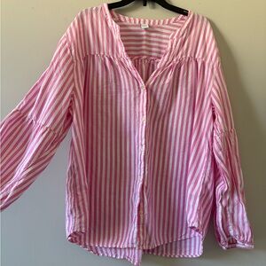 Old Navy Pink and White Striped Blouse